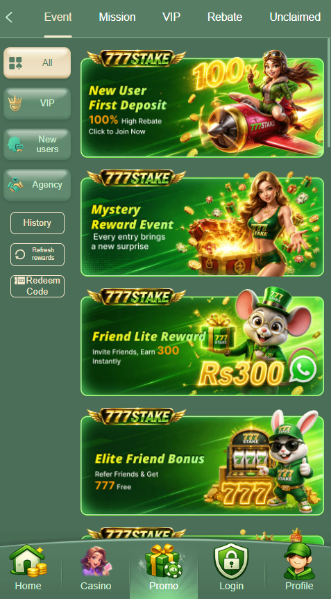 777Stake online gaming platform homepage with casino games and bonuse